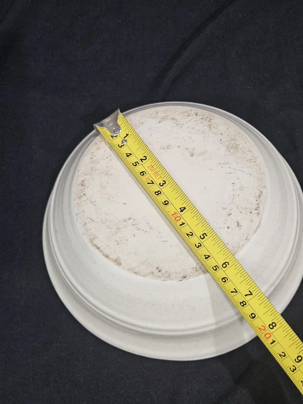 Vintage Stoneware Mixing Bowl Cream Ceramic Flared Rim Ribbed Farmhouse Ringware